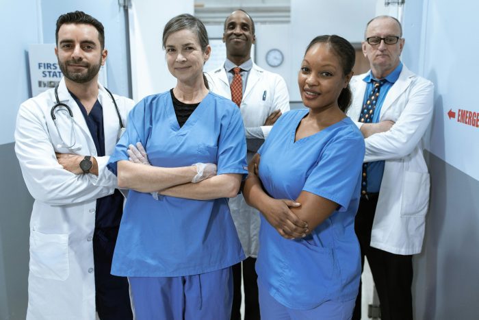 A group of smiling doctors